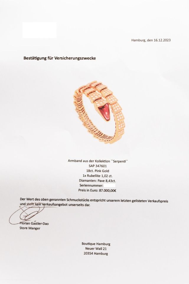 Bulgari Diamant Armreif "Serpenti". 750 Rosegold in Hamburg