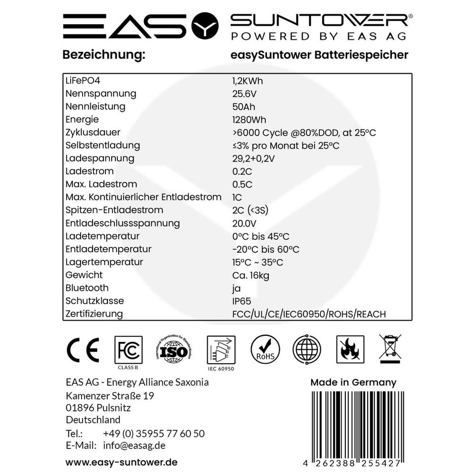 easySuntower Balkonkraftwerk Speicher 3,6KWh in Pulsnitz