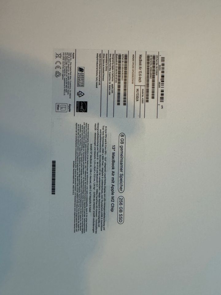 MacBook Air M2 / 13“ / 256gb / Rechnung vom 07.02.24 in Rheine