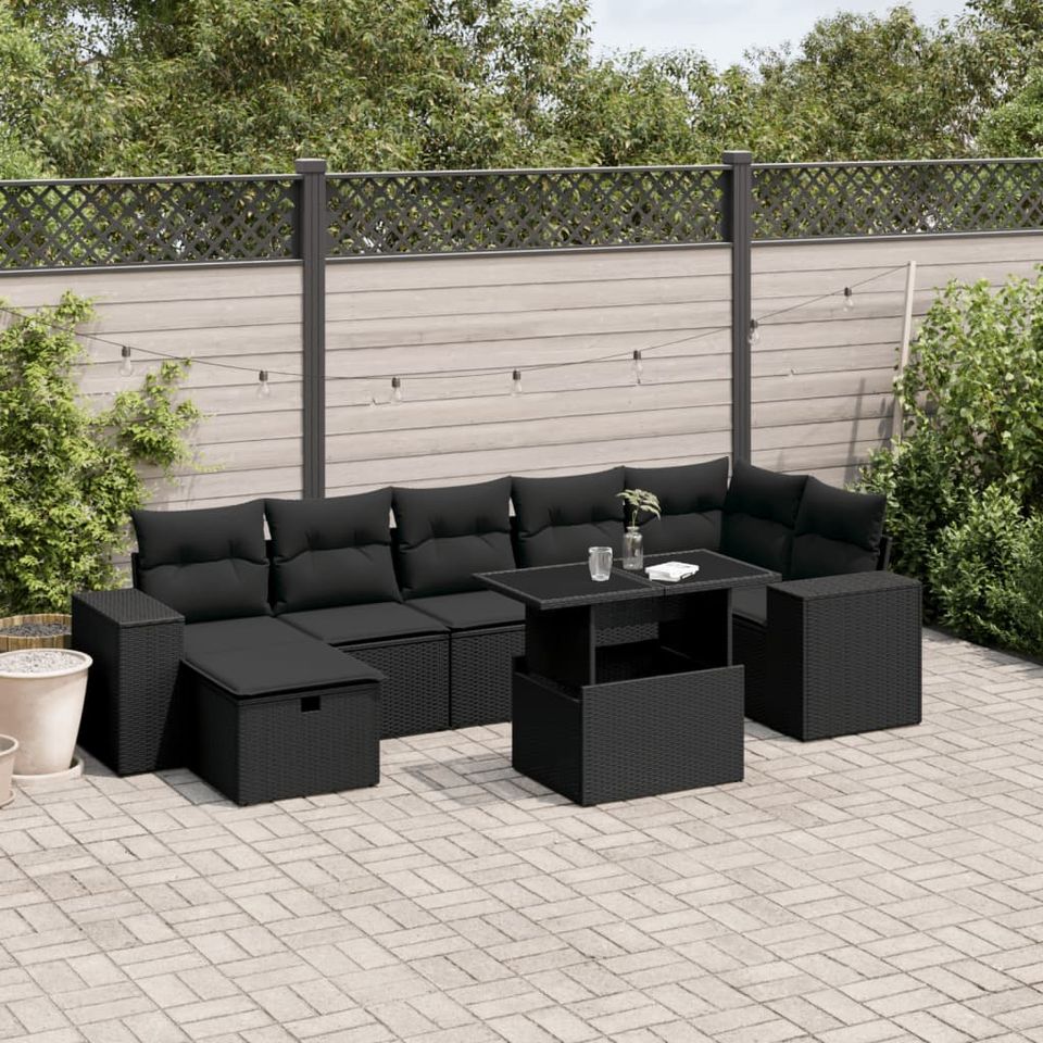 6-tlg. Garten-Sofagarnitur Gartenlounge Schwarz Poly Rattan in Bad Kissingen