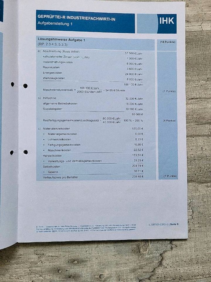 IHK Industriefachwirt Prüfung, HQ, Handlungsspezifische in Alpirsbach