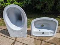 Waschbecken Waschtisch Toilette WC Villeroy Boch blau matt retro Bayern - Augsburg Vorschau