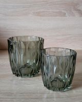 2er Set Teelichthalter Glas rauchgrün Sachsen - Glauchau Vorschau