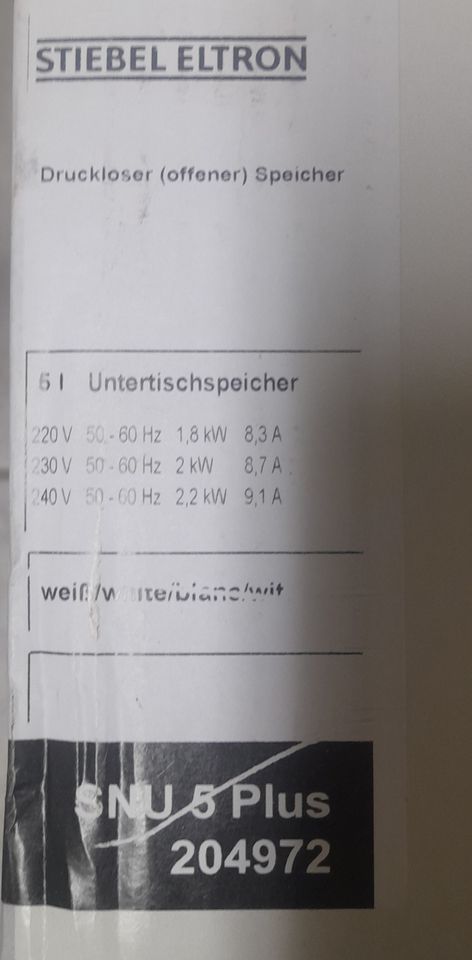5 Liter Untertischspeicher Stiebel Eltron in Heimbach
