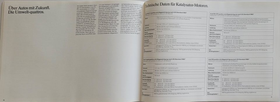 Produktinformationen"Prospekt/Broschüre Audi Quattro Stand 01/198 in Landau in der Pfalz
