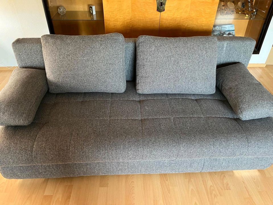 Couch grau mit Kissen und Bettfunktion in Weinsberg