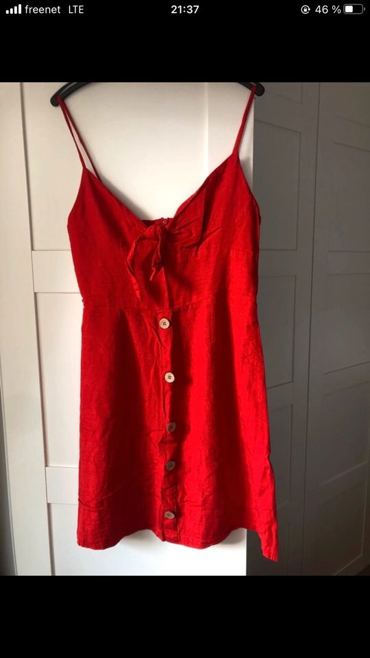 Sommerkleid minikleid Trägerkleid Leinen Kleid rot Schleife 36 S in Hannover