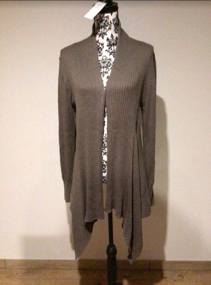 Elegante lange Strickjacke Longjacket braun M XL 40/42 Baumwolle in Witzwort