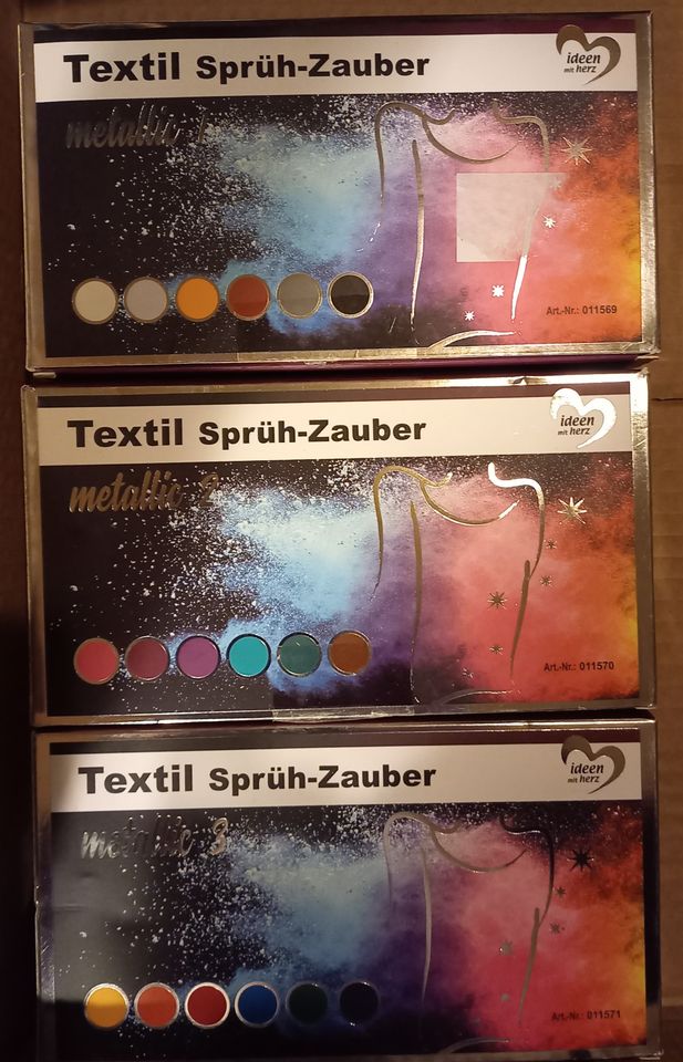 3 x 6 Flaschen metallic Textil-Sprüh-zauber Textilfarbe neu in Erkelenz