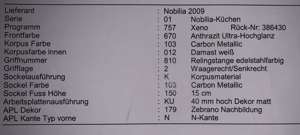 Nobilia Küche inkl. E-Einbaugeräte (ohne Kühlschrank) ab 09/2024 in Oberhausen