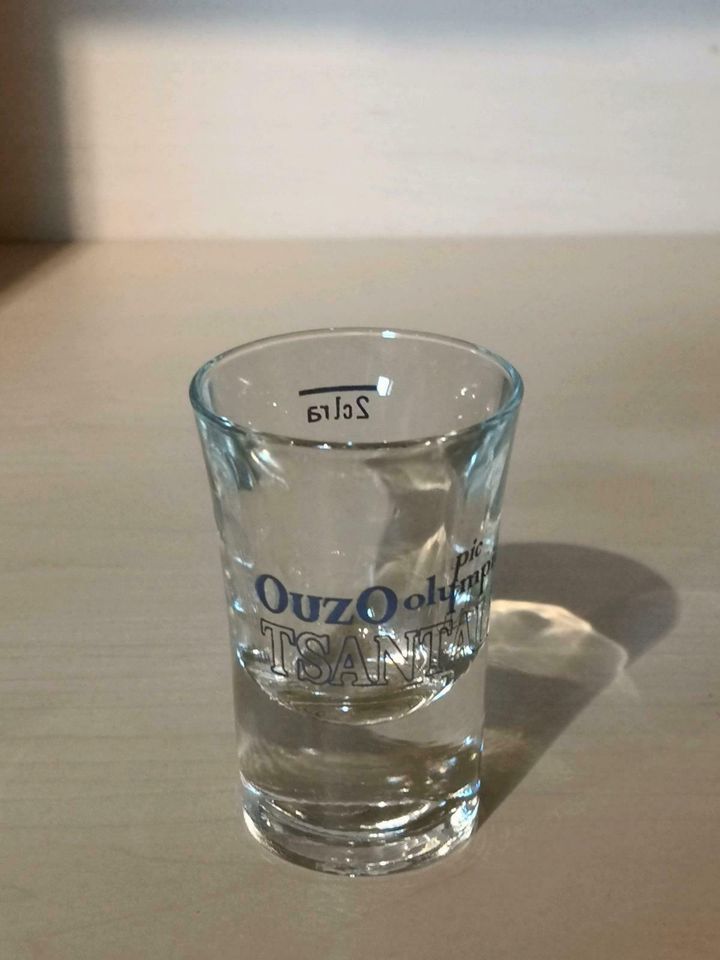Ouzo Glas olympic Tsantali Sammler in Losheim am See