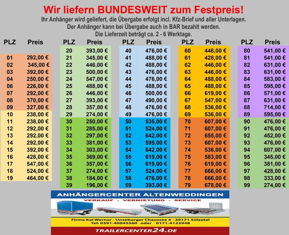 750kg Kastenanhänger 2.30 x 1.26m kippbar 100 km/h Temared in Sülzetal