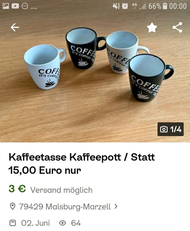 Kaffeetasse Kaffeepot Mitte nur | eBay Euro Kleinanzeigen in ist Tiergarten jetzt - Kleinanzeigen 15,00 statt