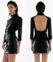 Zara Lederkleid Mini rückenfrei S/36 schwarz Kragen Raffung Neu Baden-Württemberg - Ochsenhausen Vorschau