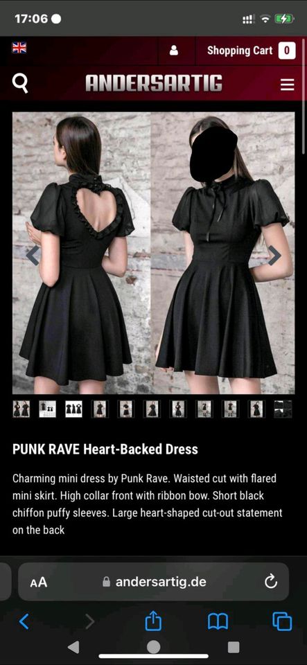 Punk Rave Gothic Kleid mit Ausschnitt GR L in Rheda-Wiedenbrück