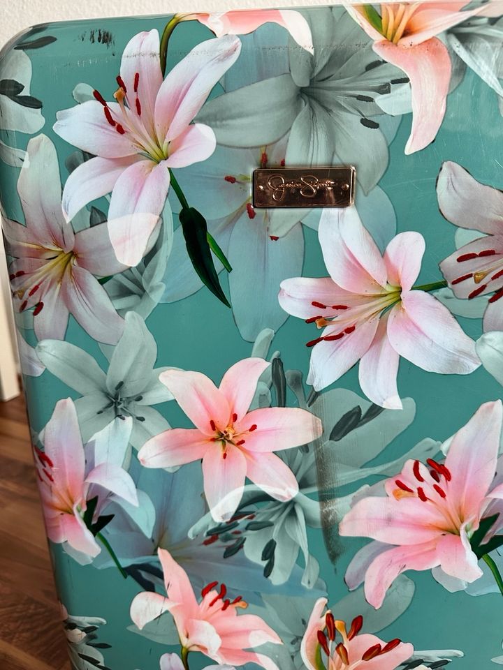 Koffer Hartschalen Jessica Simpson türkis Blüten Lilien 60 L in Werneuchen