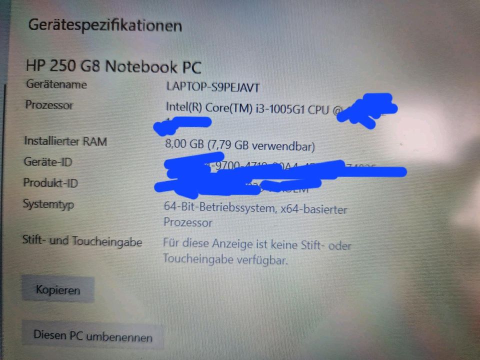 HP 250 G8 i3-1005G1 Notebook 8GB RAM 256GB SSD 15,6Zoll in Frankfurt am Main