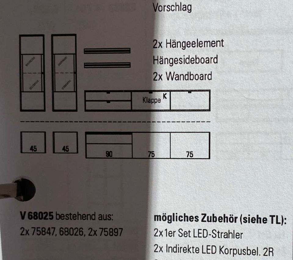 Moderne Wohnkombi, hängend, Lack Taupe/ Eiche Sand Massiv in Werlte 