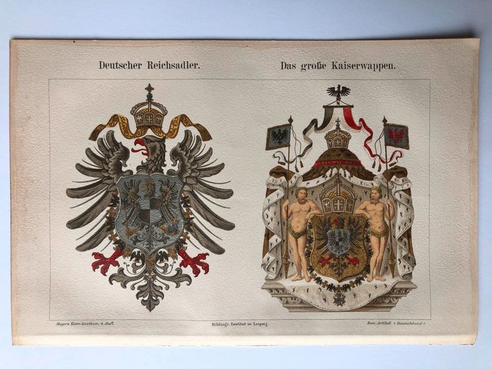 Reichsadler Kaiserwappen Kaiserreich Lithographie alt antik Druck in Kassel
