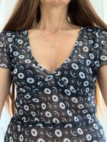 Zero Shirt M Chiffon Kurzarm tailliert Rüschchen süße Bluse blau Baden-Württemberg - Friedrichshafen Vorschau