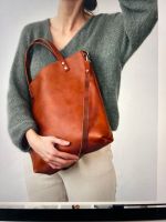 Minuk Elin Leder Handtasche Shopper Cognac dunkel Bayern - Waakirchen Vorschau