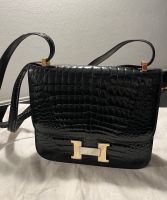 Handtasche echt Leder, croco, Label: Kwanpen, schwarz, 22 x 19 cm Düsseldorf - Pempelfort Vorschau