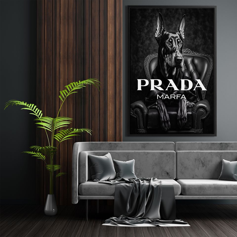 Luxus Prada Hund Dobermann , Tier Wandbild Leinwand Rahmen , Deko in Stuttgart