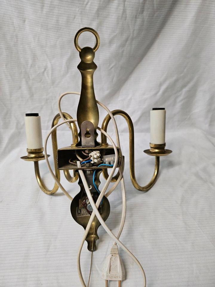 Wandlampe Messing Leuchter Antik Flämischer Leuchter 2 Armig in Bischofswerda