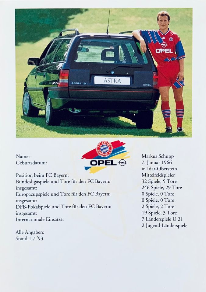 MARKUS SCHUPP handsign. Autogrammkarte FC Bayern FCB 1992 1993 in Engelskirchen