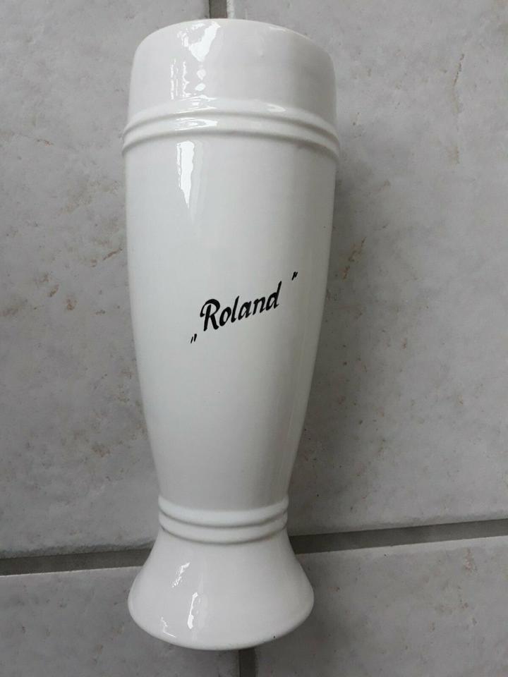 2 Biergläser / Weizengläser/Porzellan mit Schriftzug "Roland" in Störnstein
