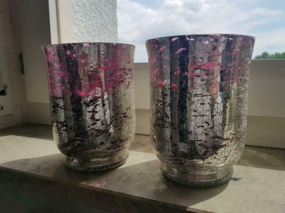 2 Vasen Pink Silber in Hungen