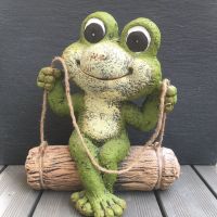 Frosch auf Schaukel 38cm Deko Gartenfigur Skulptur Teich Solar Thüringen - Erfurt Vorschau