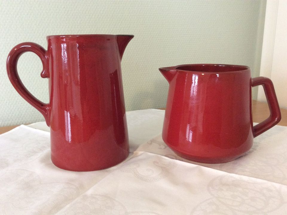 Vintage Kanne Jasba Zeller Keramik rot glasiert 70er Landhaus in Mommenheim