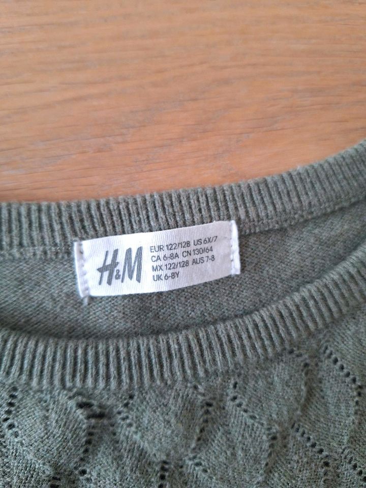 H&M Strickkleid Langarm Größe 122/128 khaki in Nieder-Olm