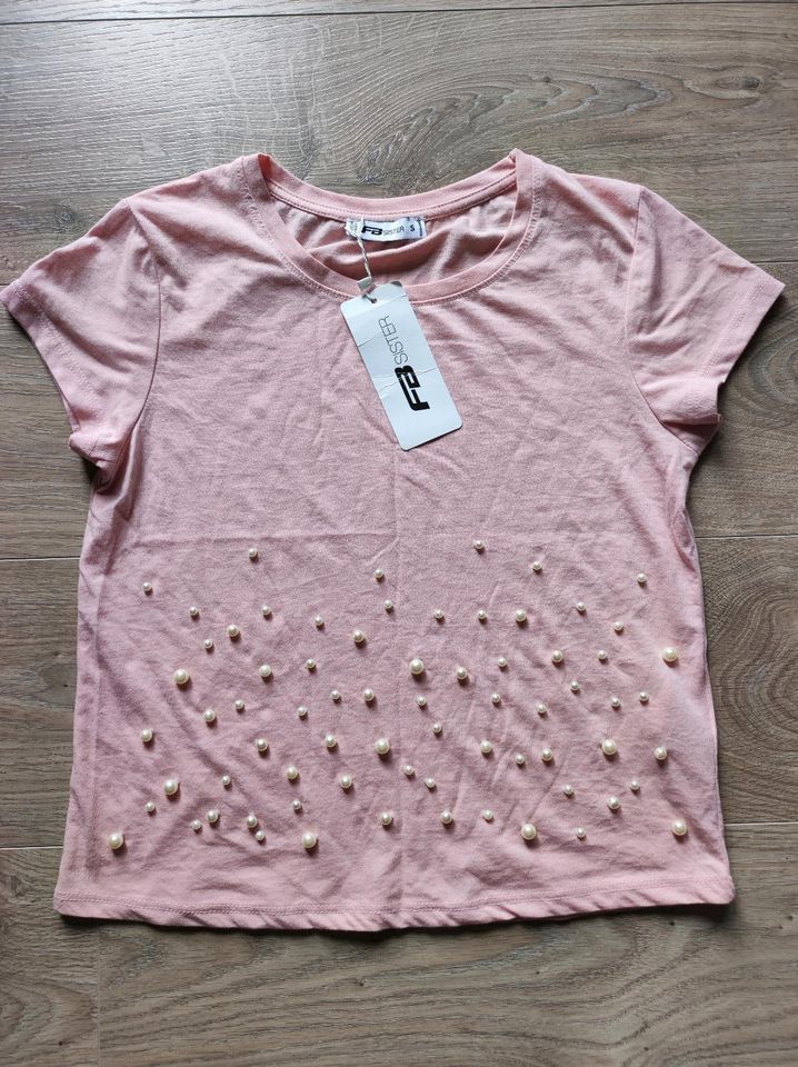 Shirt mit Perlen, rosa/rose, Gr.S in Teunz
