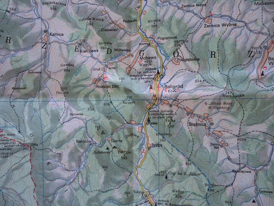 Landkarte Beskiden Südostpolen Bieszczady in Neustadt