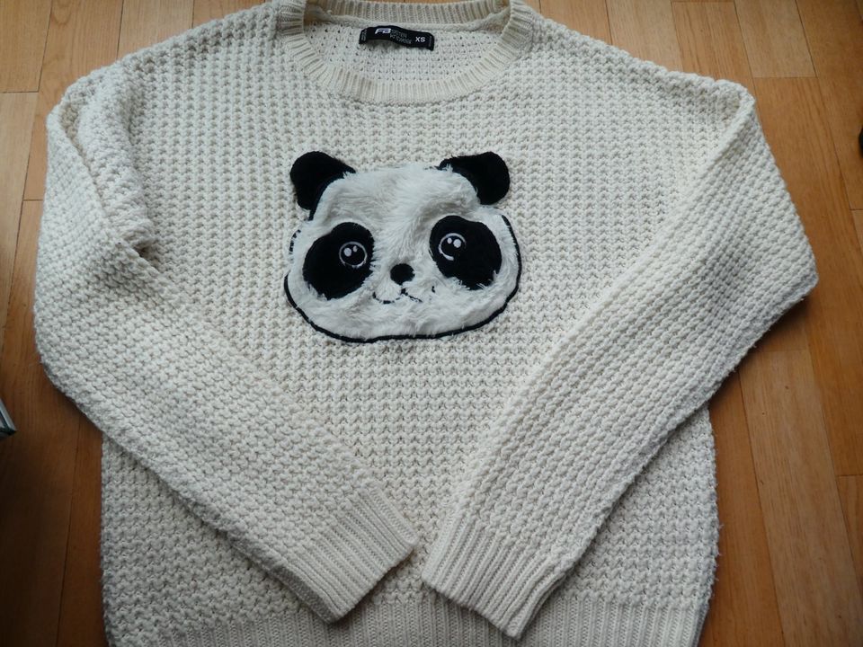 Pullover japan weiß creme Panda Pulli Damen Fishbone XS Langarm in Duisburg