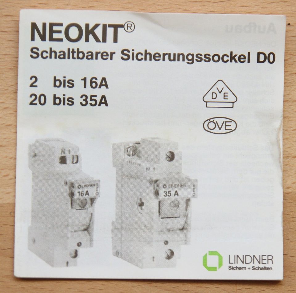 Lindner NEOKIT - schaltbarer Sicherungssockel mit NEOZED 16A in Lauf a.d. Pegnitz
