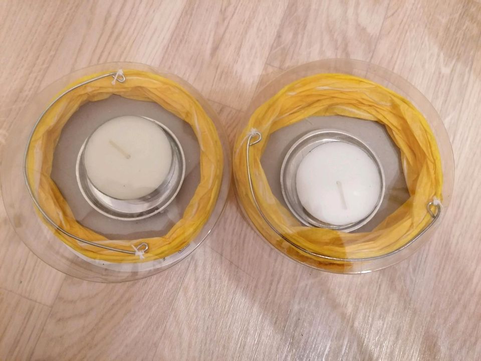 2 gelbe Laternen mit großem Teelicht, NEU & OVP in Zarrentin