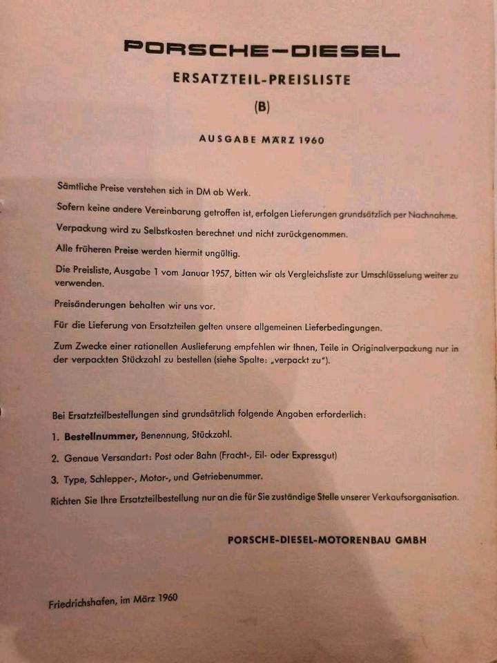Porsche Diesel Preisliste Ersatzteile Nummer Nr  3 in Wernersberg