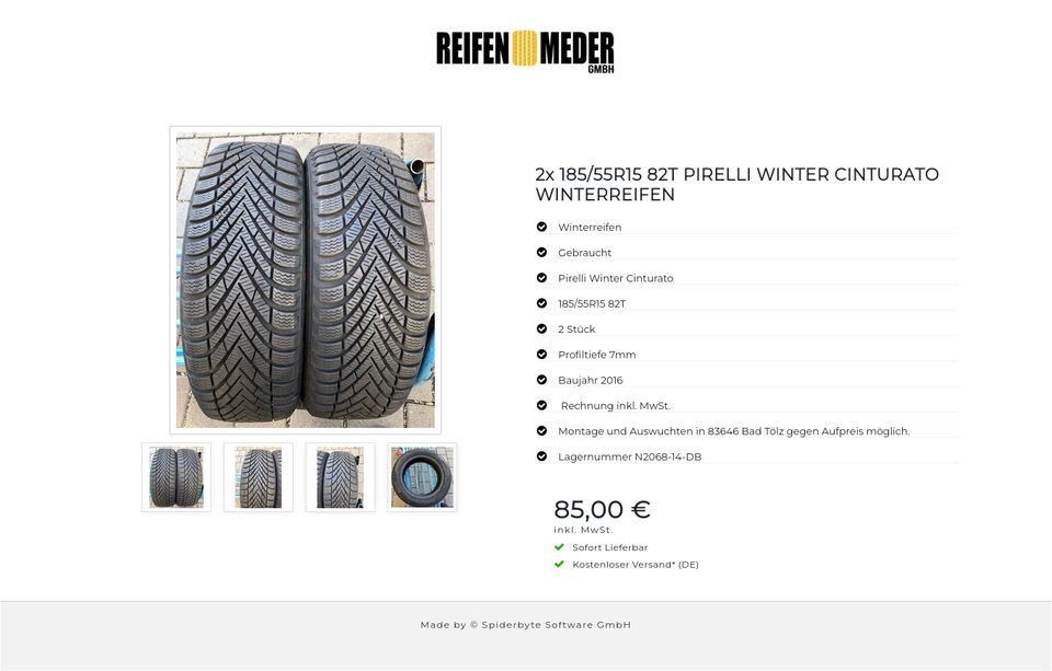 2x 185/55R15 82T PIRELLI WINTER CINTURATO WINTERREIFEN #6493 in Bad Tölz