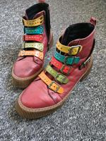 Lederstiefeletten  - 38 - ausgefallene bunte Schnallen - Lichtentanne - Schönfels Gem Lichtentanne Vorschau
