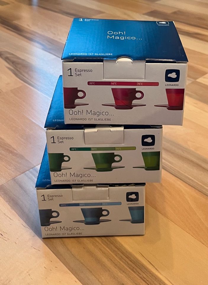 Leonardo Espresso Set, grün, rot blau, NEU in Ludwigshafen