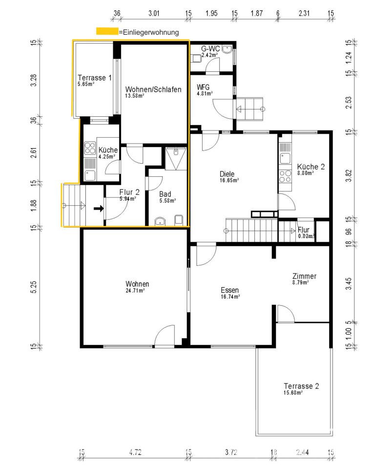 Großzügiges Reihenendhaus mit Einliegerwohnung und Garage auf Erbpachtgrundstück in Hannover