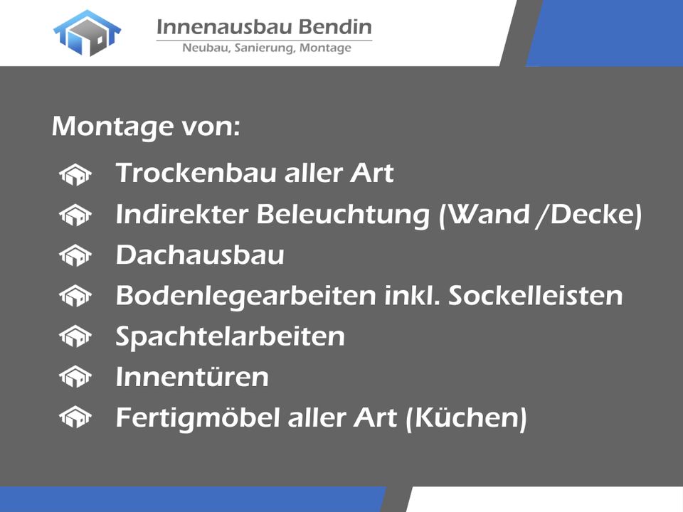 Trockenbau:Dachausbau-Wände-Decken-Böden-Spachteln-Malerarbeiten in Rostock