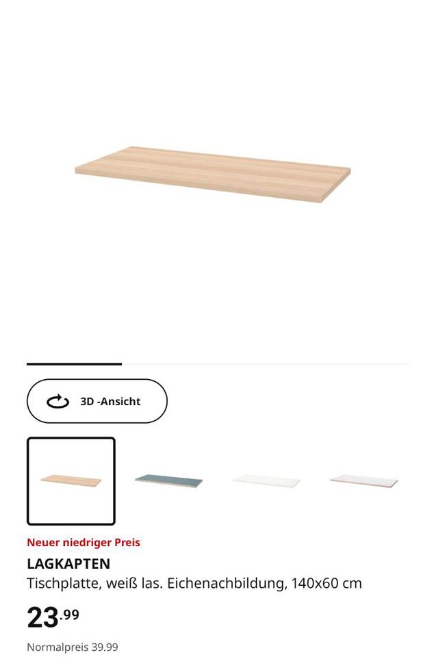 Ikea Schreibtisch-Platte mit zwei Beinen in Oberhausen