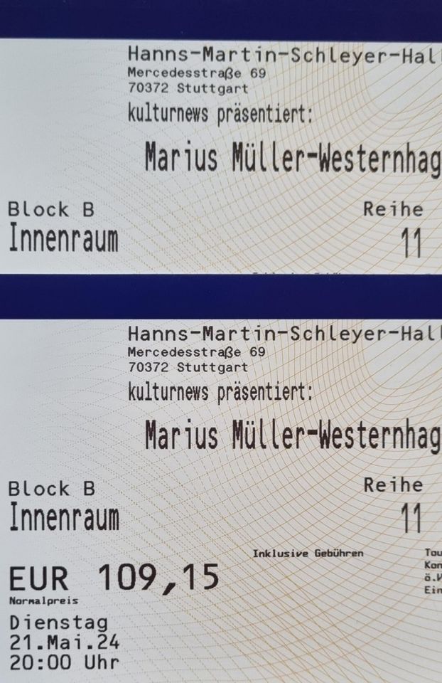 Biete 2x Tickets Westernhagen Stuttgart 21.05.24 Sitzplätze Karte in Stuttgart