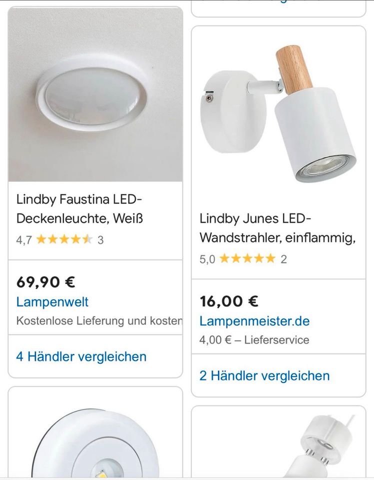 Decken- oder Wandlampe, Lindby Spot, weiß- Holz in Düsseldorf