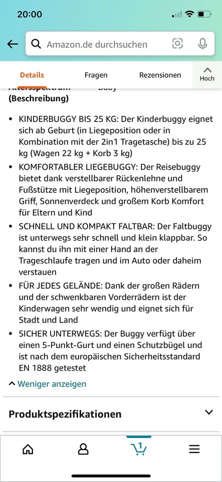 Kinderwagen/Buggy hauck Rapid 4 in schwarz/rot in Freilassing