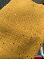 Wunderschöner Musselinstoff in senfgelb mit goldenen Tupfen Niedersachsen - Delmenhorst Vorschau
